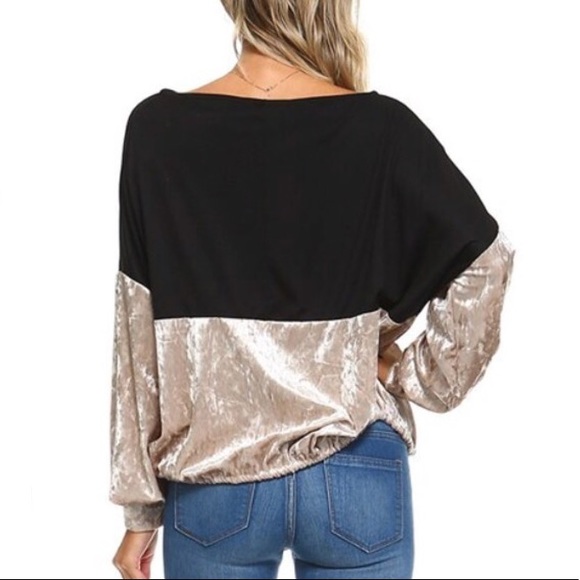 Arrived! Black/taupe color block top - Picture 3 of 5